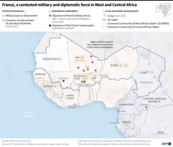 法国，在西非和中非有争议的军事和外交力量