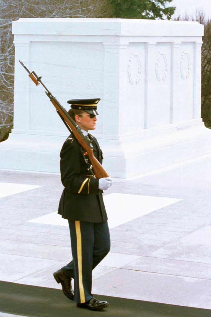 Sgt. Heather Lynn Johnson became the first woman  to stand as sentinel at the Tomb of the Unknown Soldier in 1996.