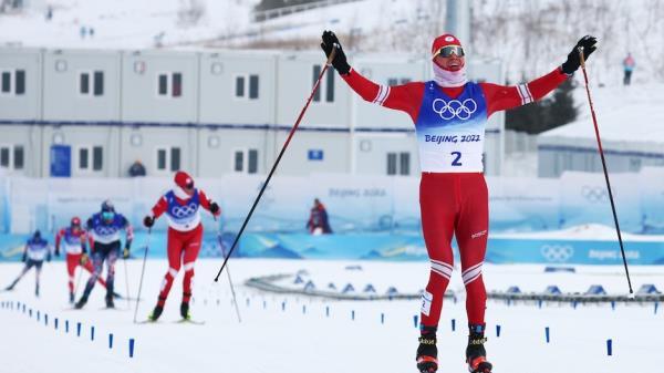 Alexander Bolshunov of the Russian Olympic Committee during the 2022 cross-country skiing. 