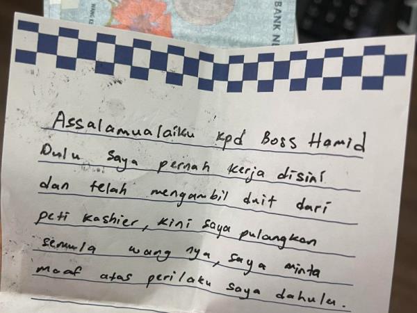 Former Perak co<em></em>nvenience store employee apologises, returns stolen mo<em></em>ney to owner