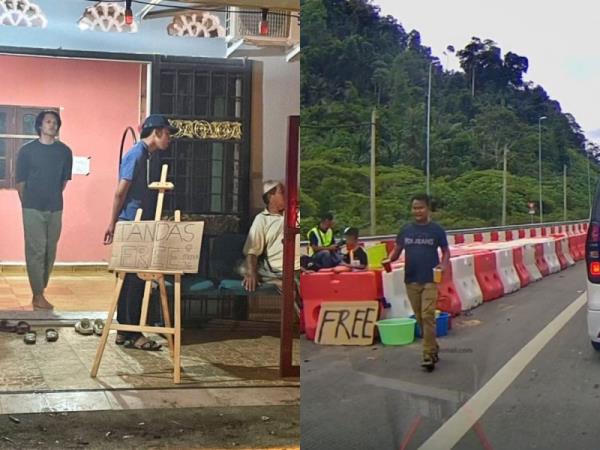 善良的马来西亚人帮助那些被堵在“balik kampung”交通中的司机，提供免费饮料和厕所